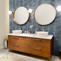MSI Blue Shimmer Chevron Pattern Tile — surface detail in blue tonality