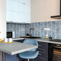 MSI Blue Shimmer Chevron Pattern Tile — surface detail in blue tonality