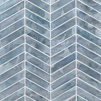 MSI Blue Shimmer Chevron Pattern Tile — Glass Mosaic Tile in blue tonality
