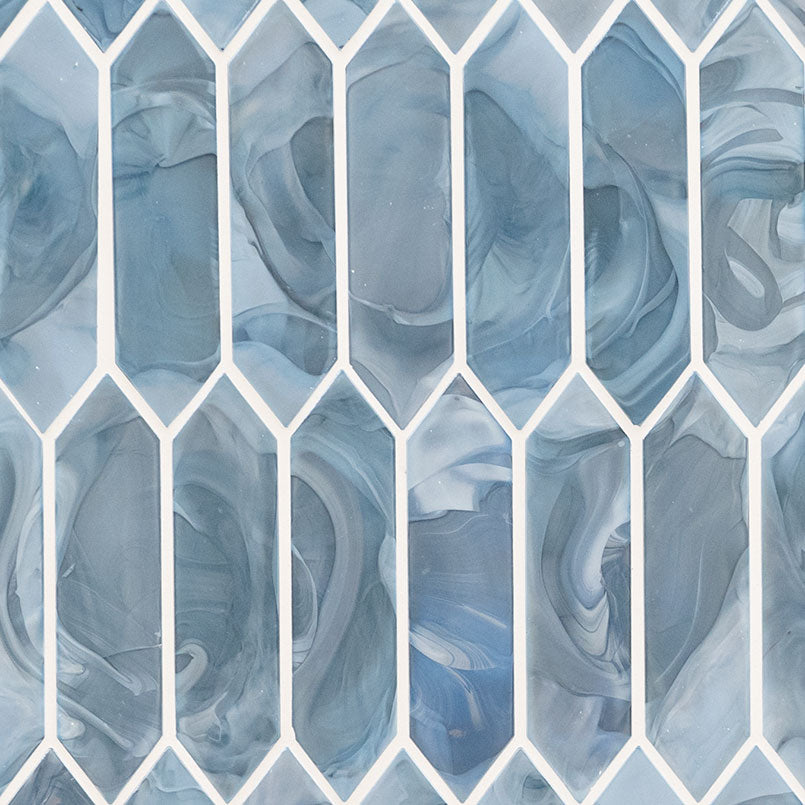 MSI Blue Shimmer Picket Glass Tile — Glass Mosaic Tile in blue tonality