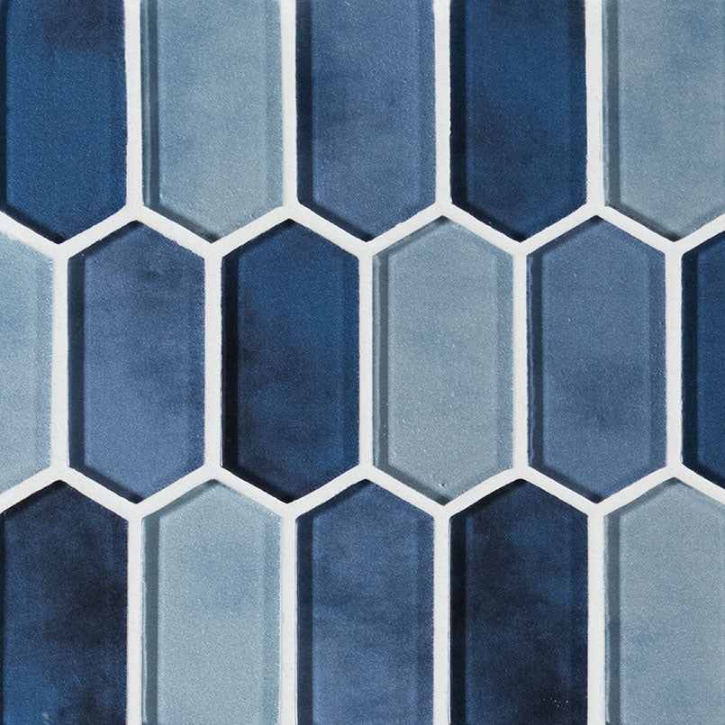 MSI Boathouse Blue Picket Glass Tile — Glass Mosaic Tile in blue tonality