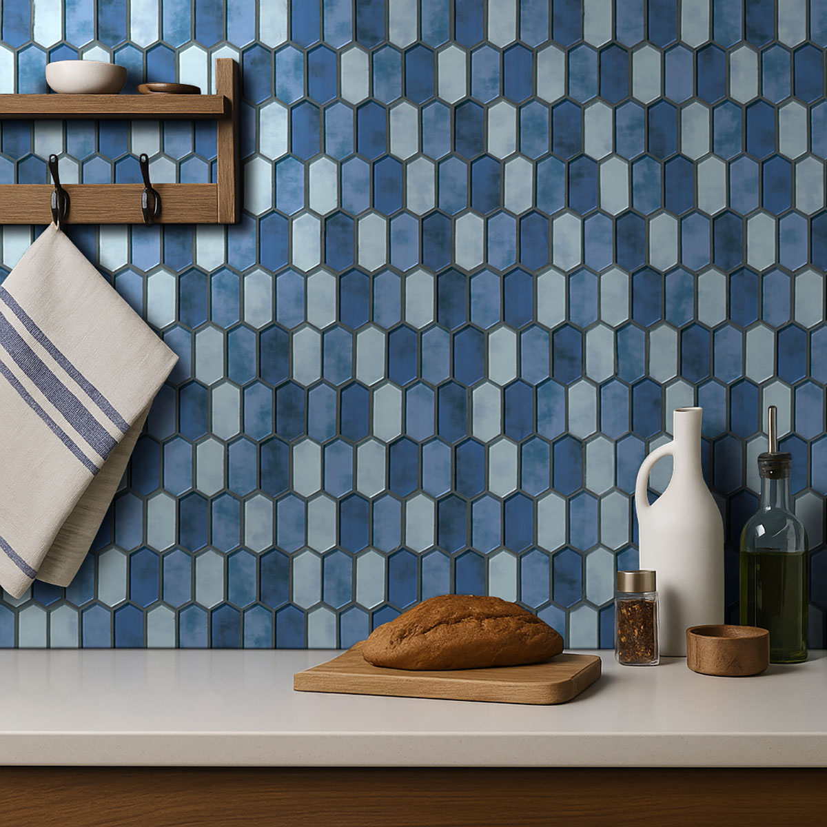MSI Boathouse Blue Picket Glass Tile — surface detail in blue tonality