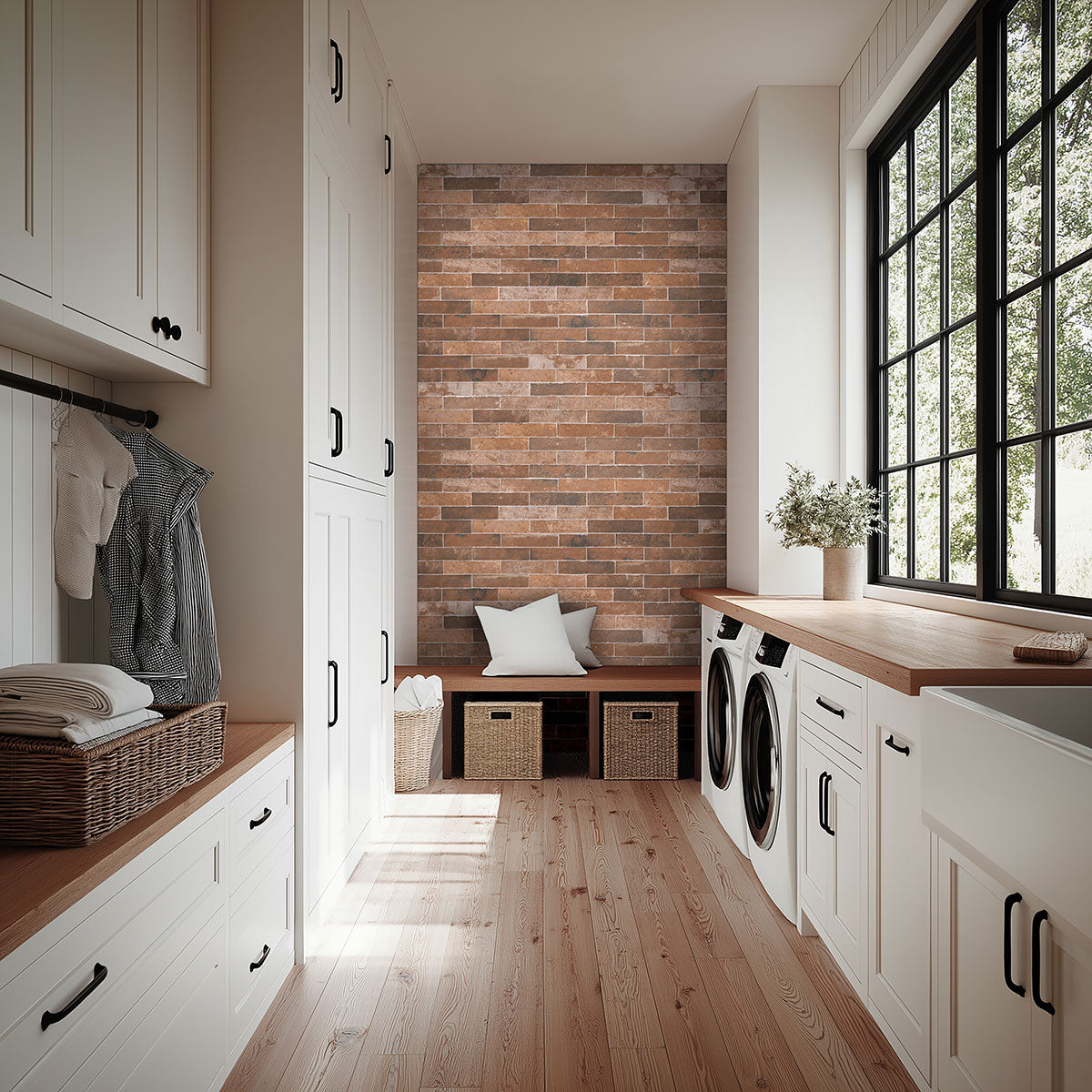 MSI Brickstone Red 2x10 Brick Tile — surface detail in natural tonality
