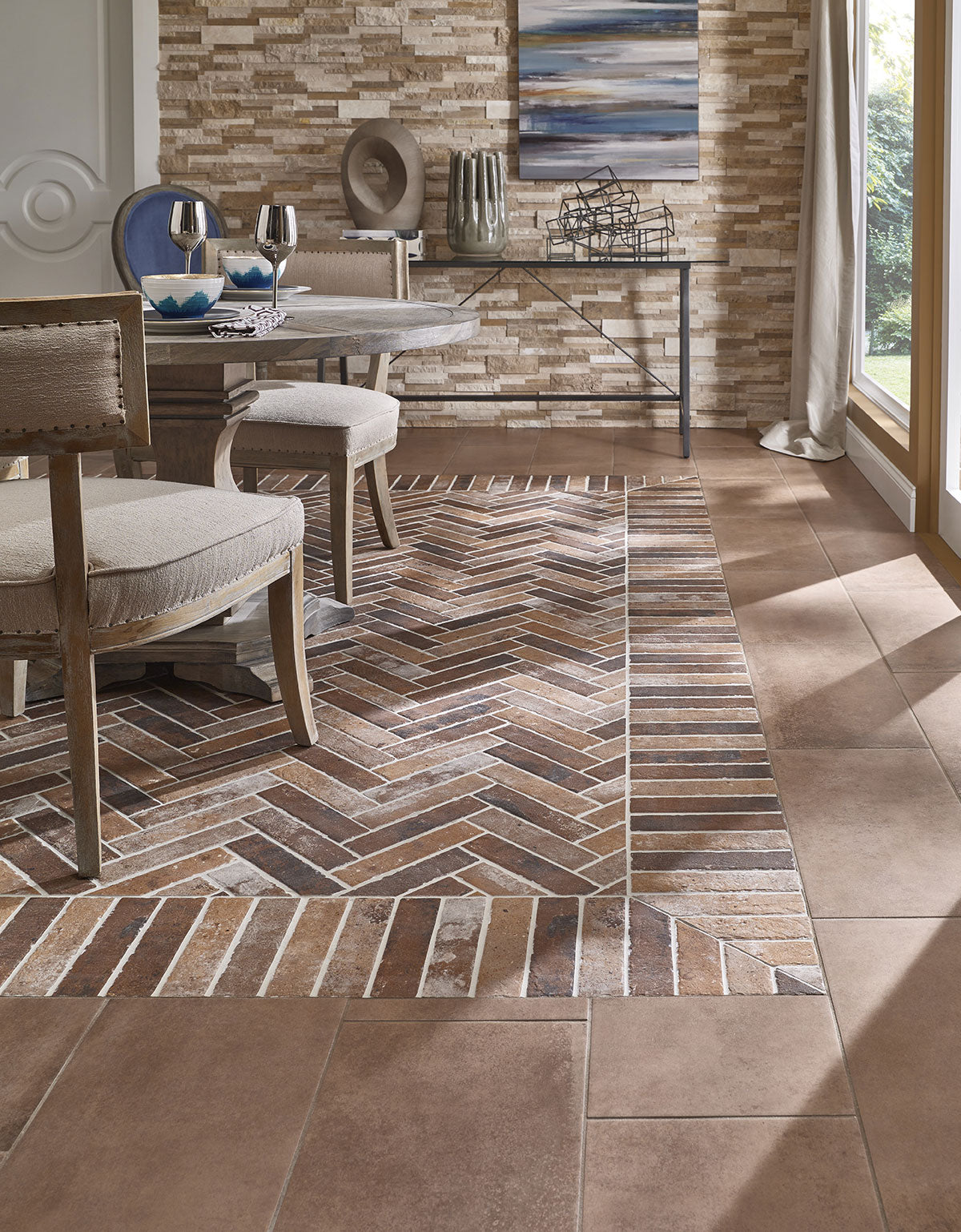MSI Brickstone Red 2x10 Brick Tile — surface detail in natural tonality