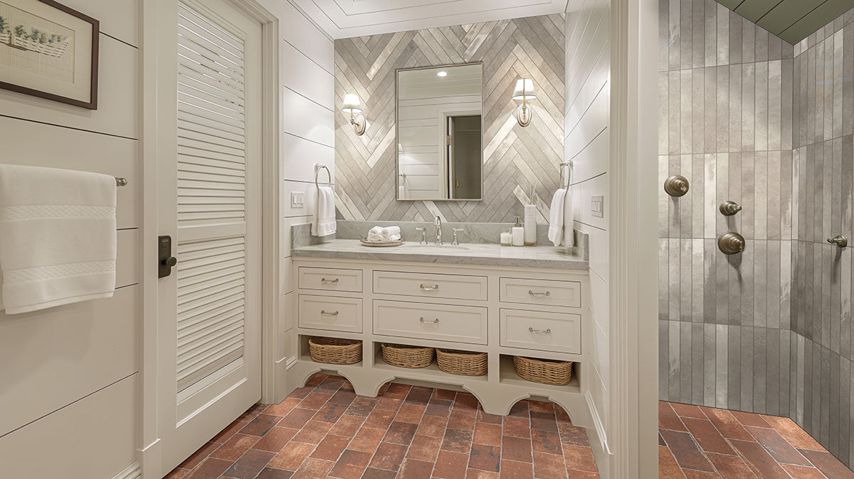 MSI Brickstone Red 5x10 Brick Tile — surface detail in natural tonality