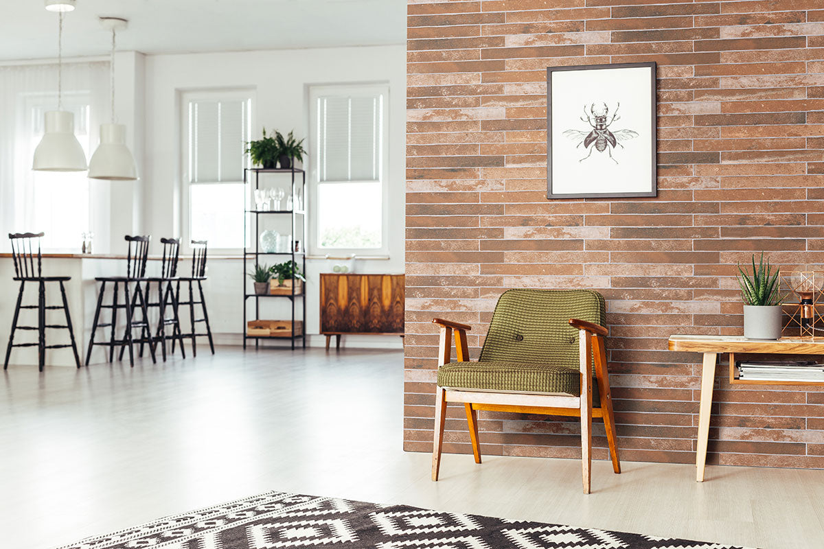 MSI Brickstone Red Porcelain Tile 2x18 — surface detail in natural tonality
