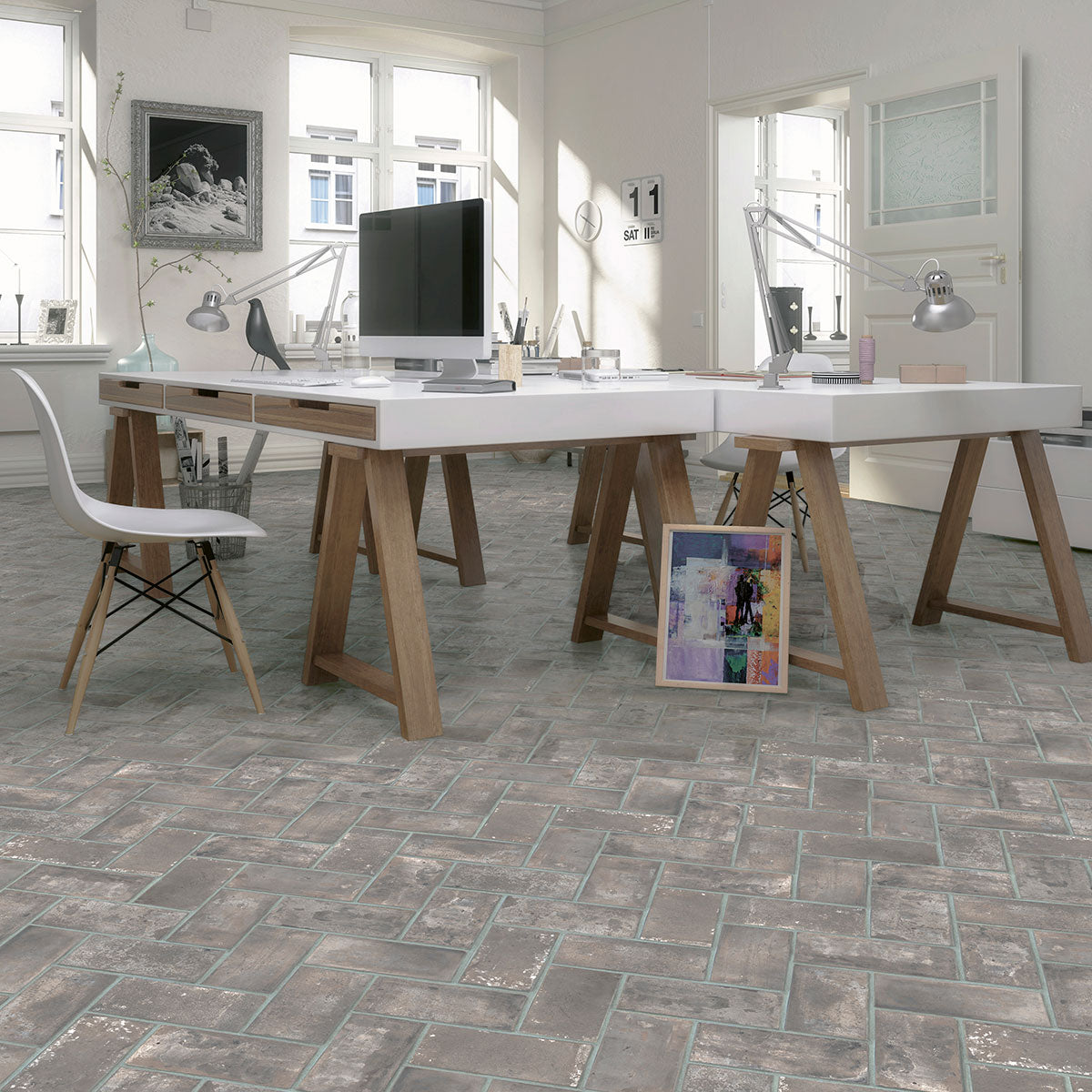 MSI Brickstone Taupe 5x10 Brick Tile — surface detail in taupe tonality