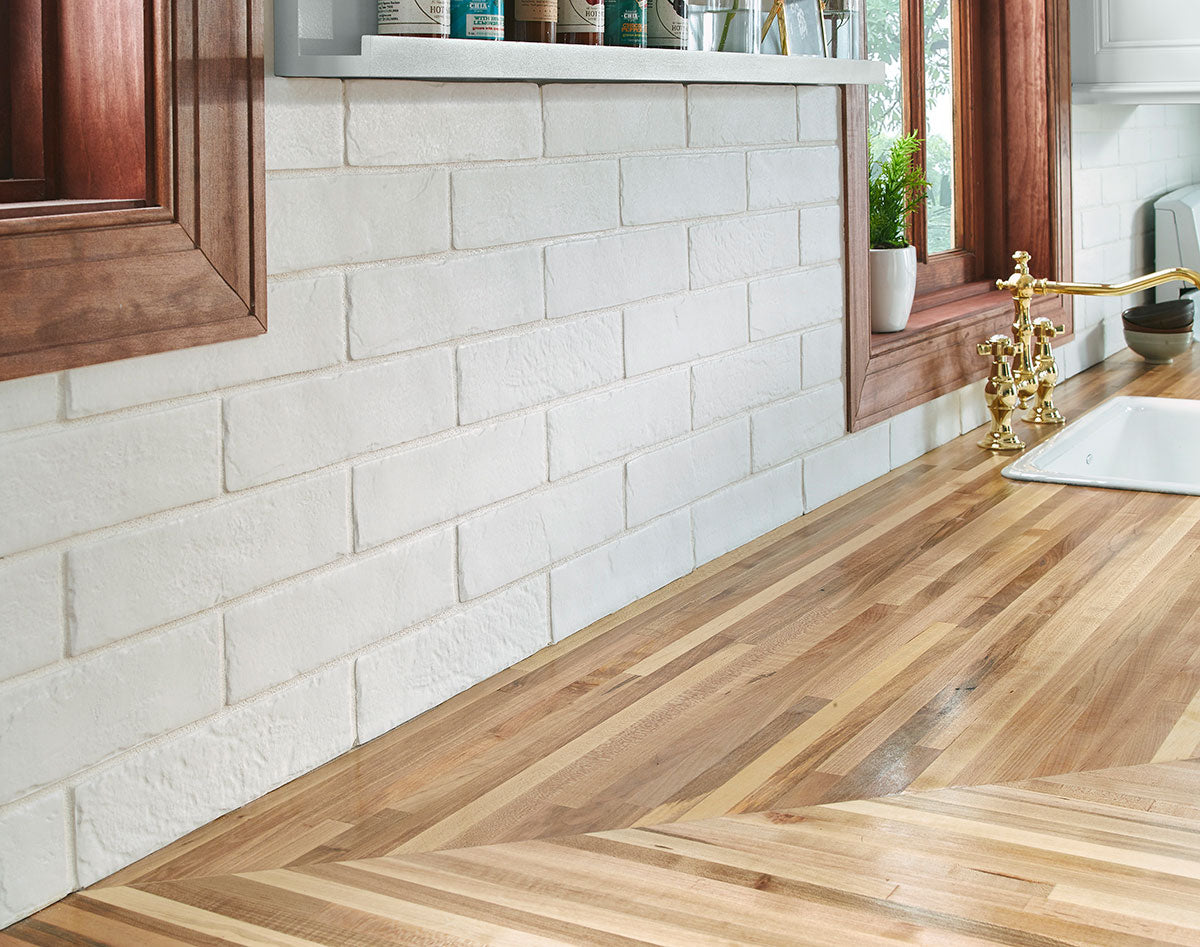 MSI Brickstone White 2x10 Brick Tile — surface detail in white tonality
