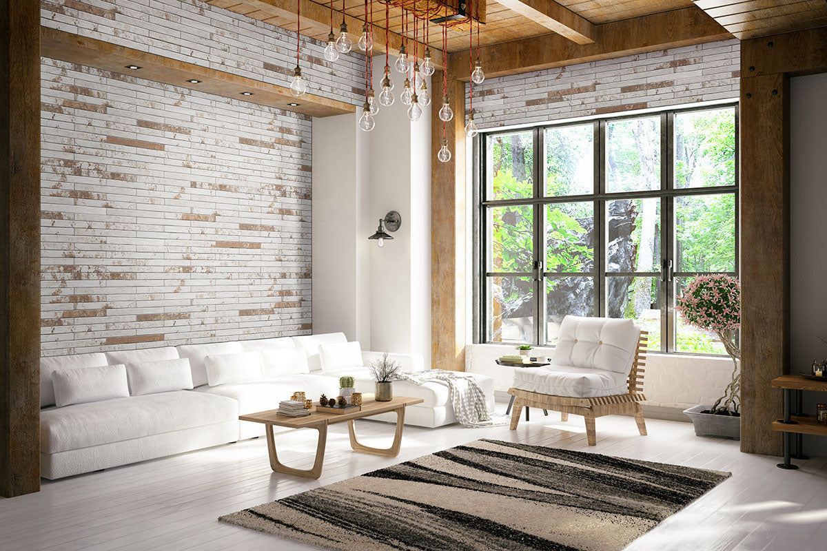 MSI Brickstone Rustique White Brick 2x18 — surface detail in white tonality