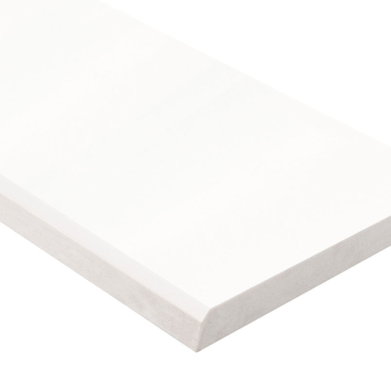 MSI Bright White 6x36x0.62 Polished Double Beveled Threshold — Marble Threshold in white tonality