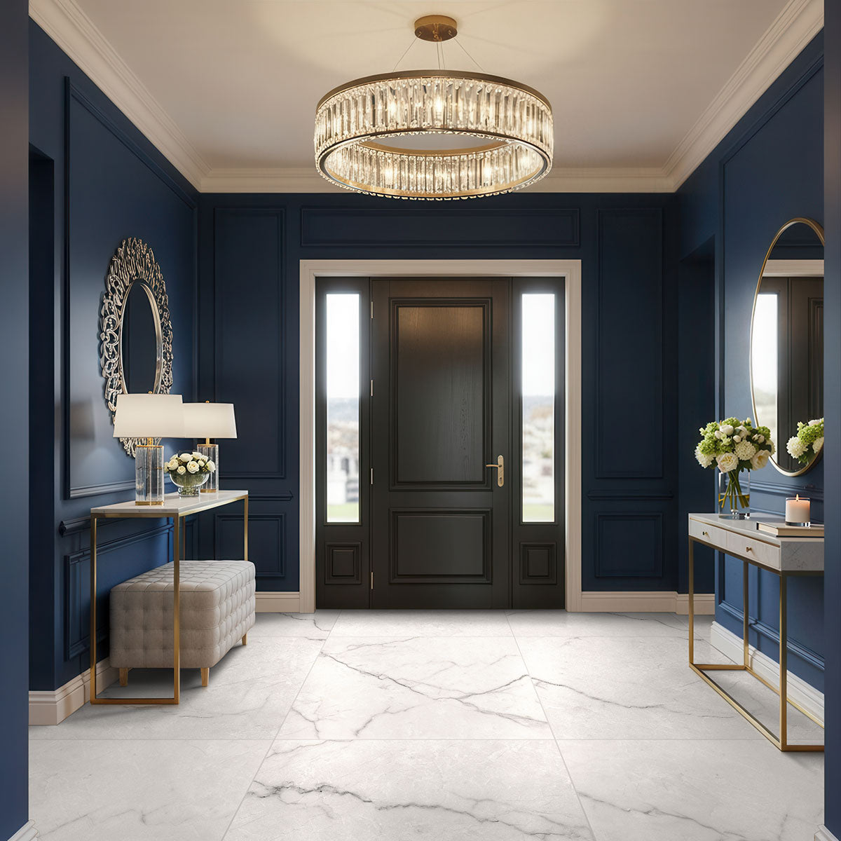 MSI Brighton Grey — surface detail in grey tonality through-bodied porcelain for full-room install