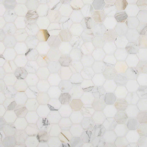 MSI Calacatta Marble Gold 2" Hexagon Mosaic Tile