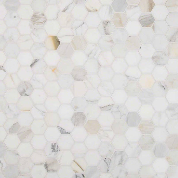 MSI Calacatta Marble Gold 2" Hexagon Mosaic Tile
