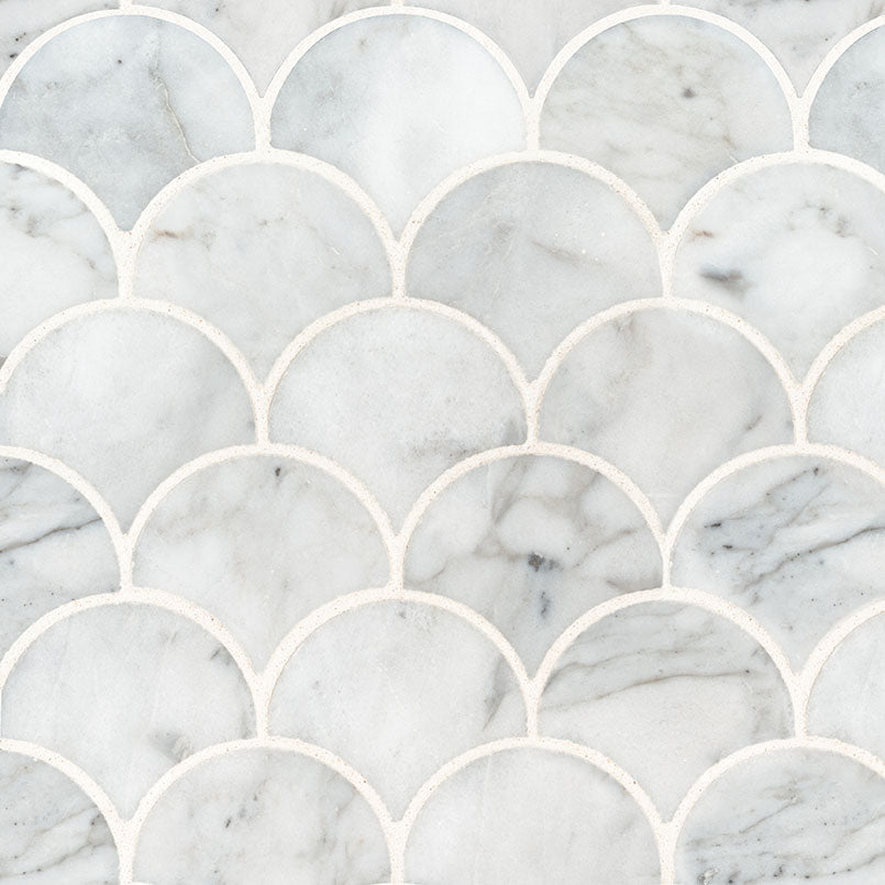 MSI Calacatta Cressa Blanco Scallop Polished Tile — Natural Stone Mosaic