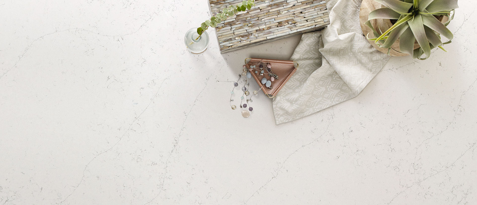 MSI Calacatta Botanica, surface detail in natural tonality engineered slab for kitchen and feature install