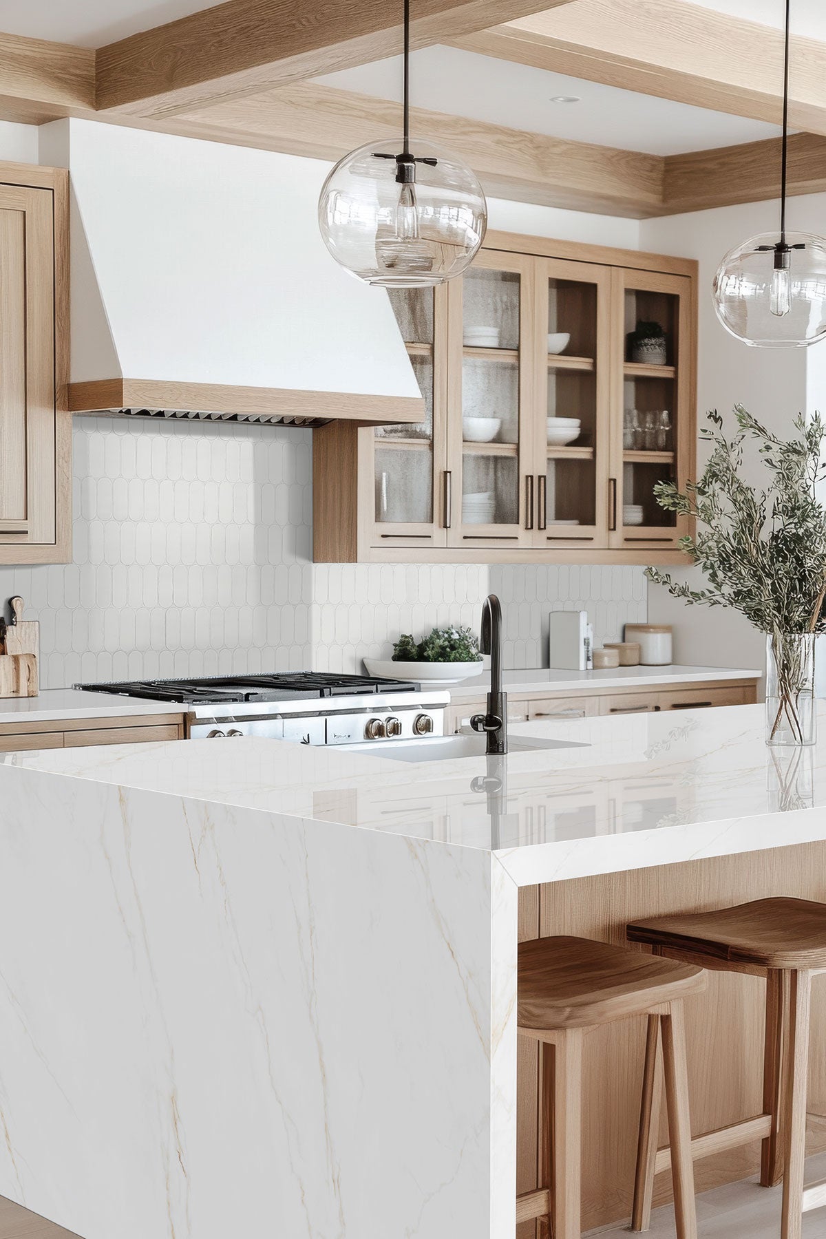MSI Calacatta Corrinna — surface detail in natural tonality large-format glazed slab for vertical statement