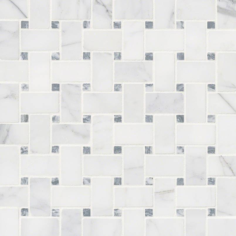MSI Calacatta Cressa Basketweave Tile — Natural Stone Mosaic