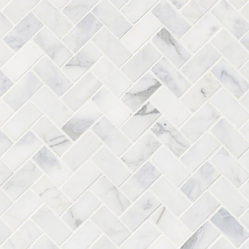 MSI Calacatta Cressa Honed Herringbone Tile — Natural Stone Mosaic