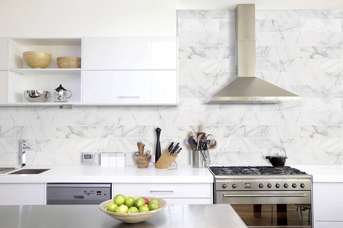 MSI Calacatta Cressa Marble Subway Tile 4x12 — surface detail in natural tonality