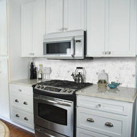 MSI Calacatta Cressa Basketweave Tile — surface detail in natural tonality