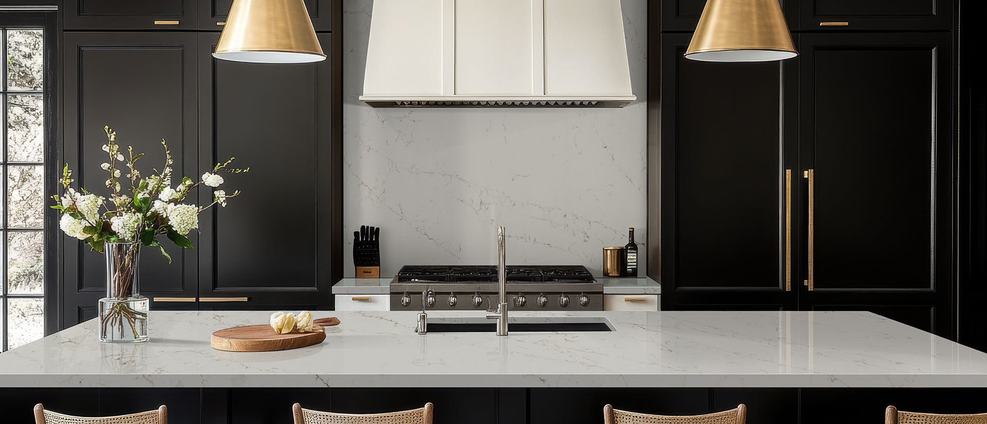 MSI Calacatta Delios quartz countertop room scene