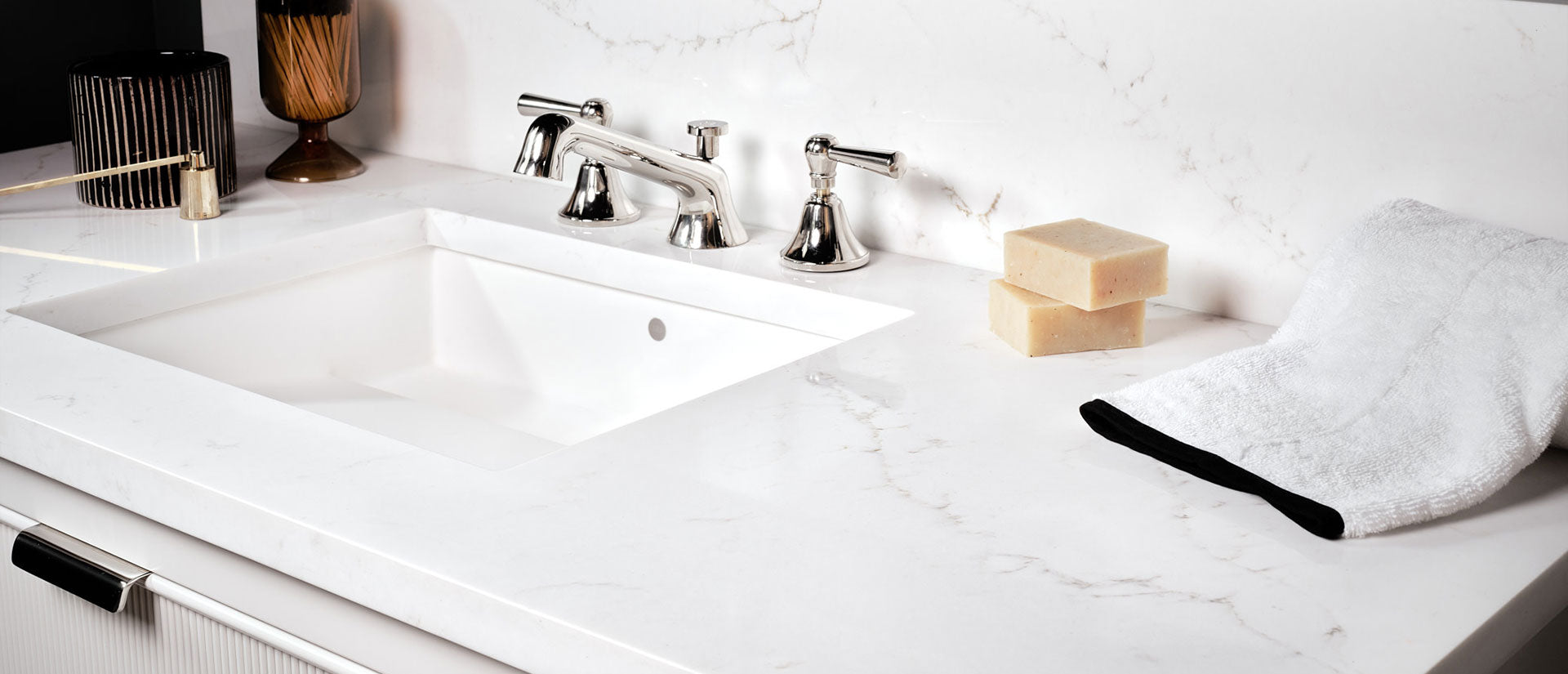 MSI Calacatta Delios quartz countertop room scene, fourth view