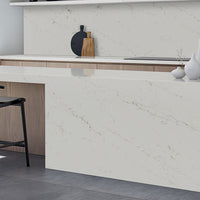 MSI Calacatta Delios Quartz — surface detail in natural tonality