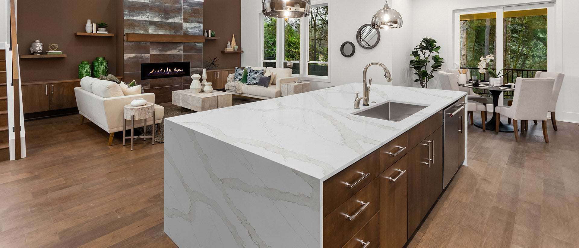 MSI Calacatta Goa quartz countertop room scene, seventh view