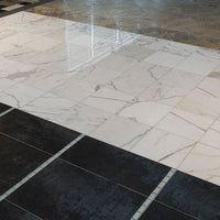 MSI Calacatta — surface detail in natural tonality quarried heritage stone slab for residential install