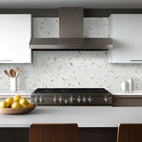 MSI Calacatta Gold Matte 1x3 Herringbone — surface detail in gold tonality
