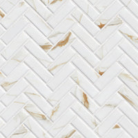 MSI Calacatta Gold Matte 1x3 Herringbone — Porcelain Wall Tile in gold tonality