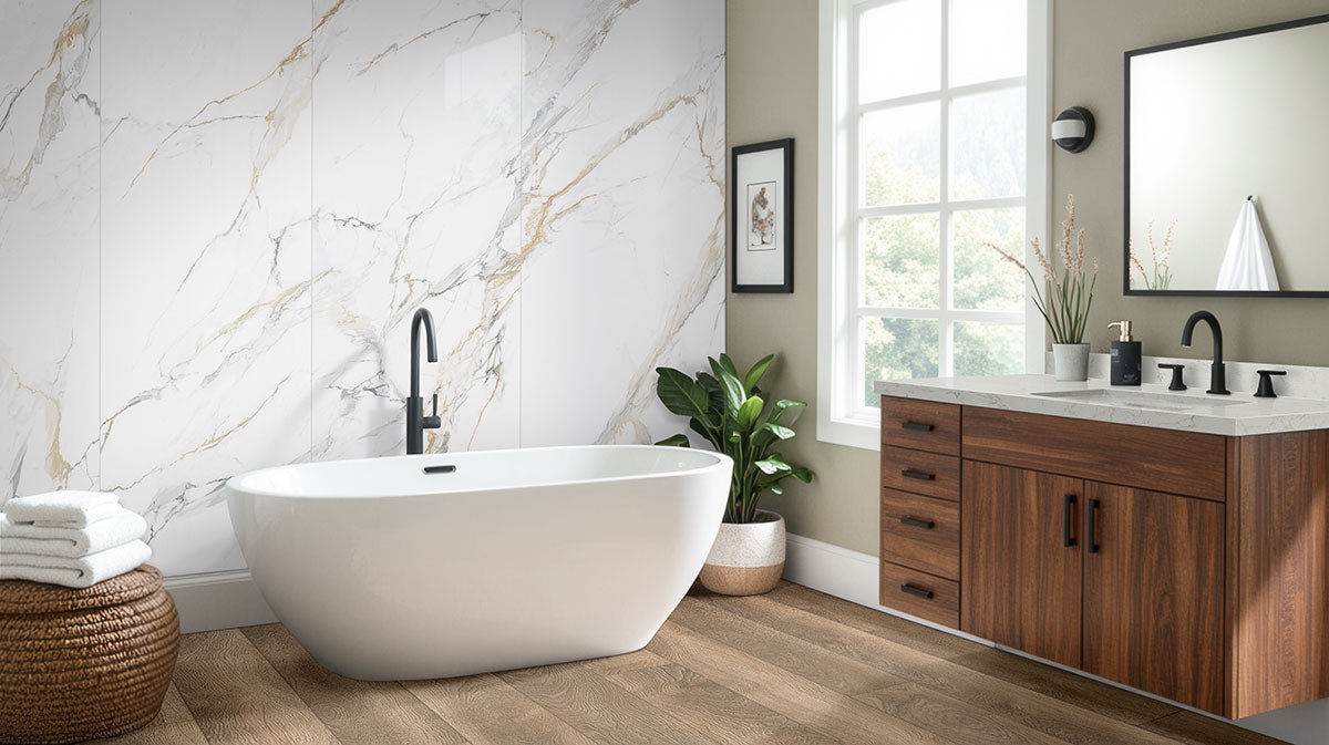 MSI Calacatta Golden Mist 31. — surface detail in natural tonality
