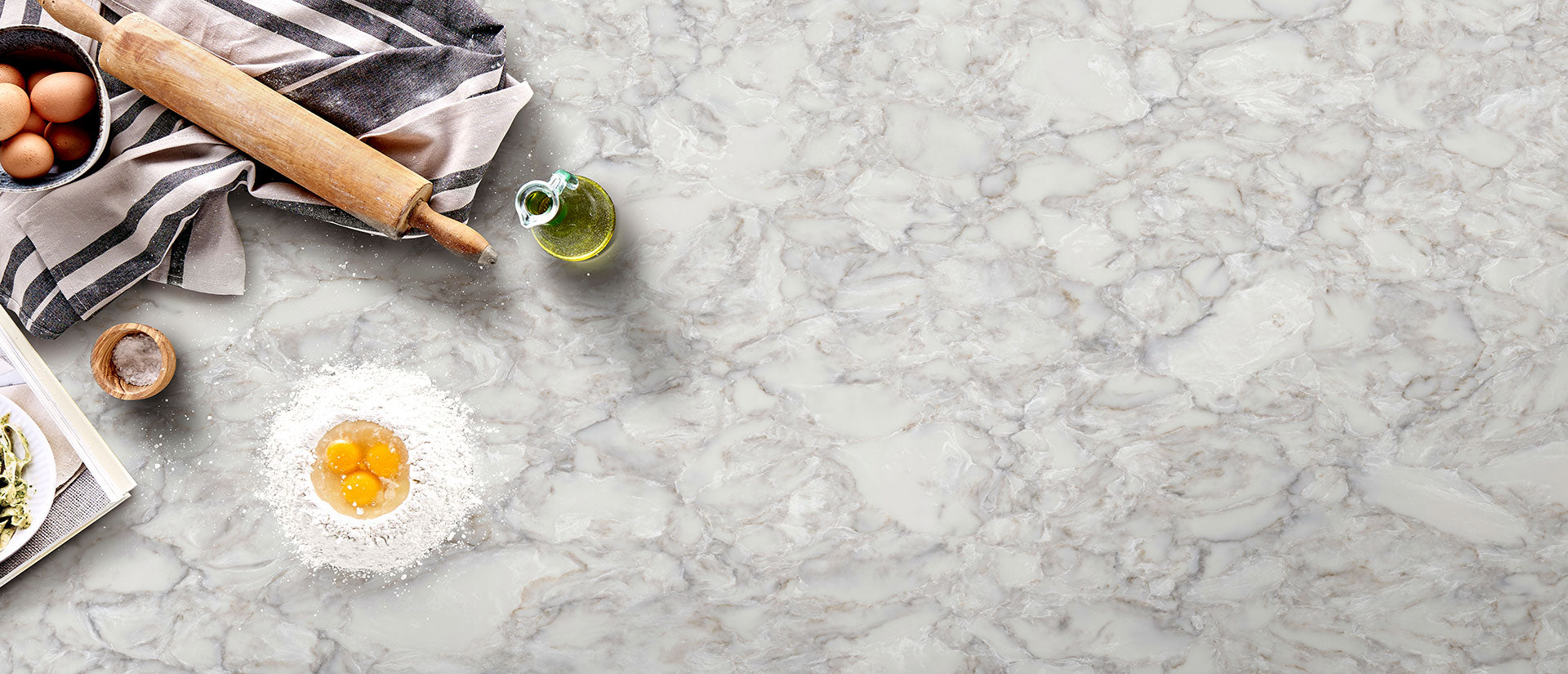 MSI Calacatta Ocellio, surface detail in natural tonality engineered slab for kitchen and feature install