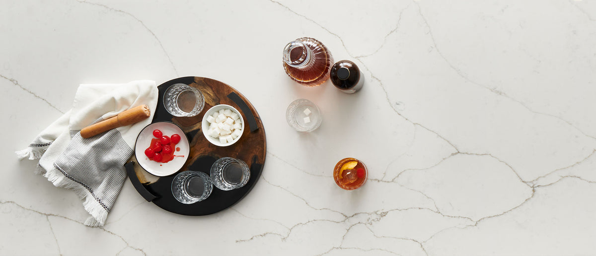 MSI Calacatta Prado, surface detail in natural tonality engineered slab for kitchen and feature install