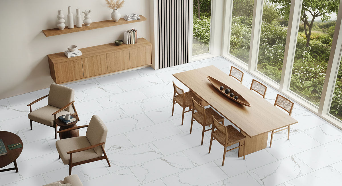 MSI Glenridge Calacatta Serra Luxury Vinyl Tile Flooring — surface detail in natural tonality