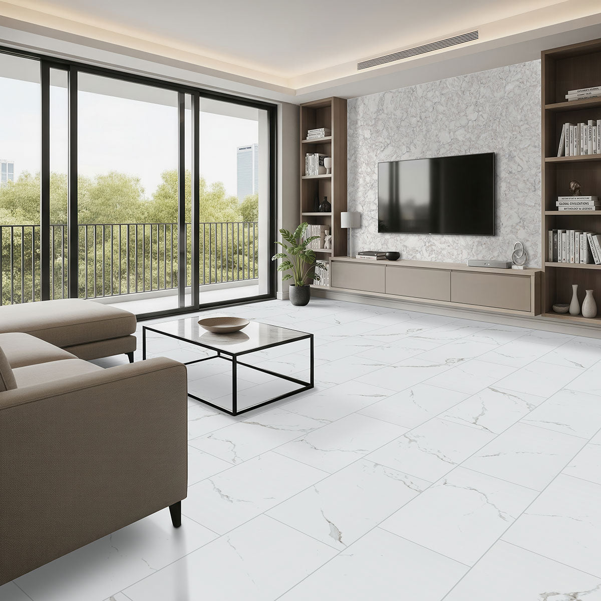 MSI Glenridge Calacatta Serra Luxury Vinyl Tile Flooring — surface detail in natural tonality