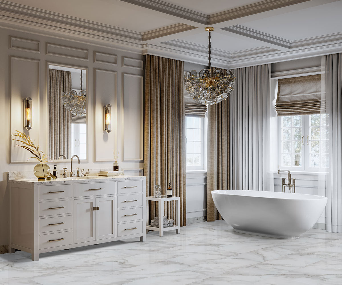 MSI Trecento Calacatta Venosa Gold Luxury Vinyl Tile Flooring — surface detail in gold tonality