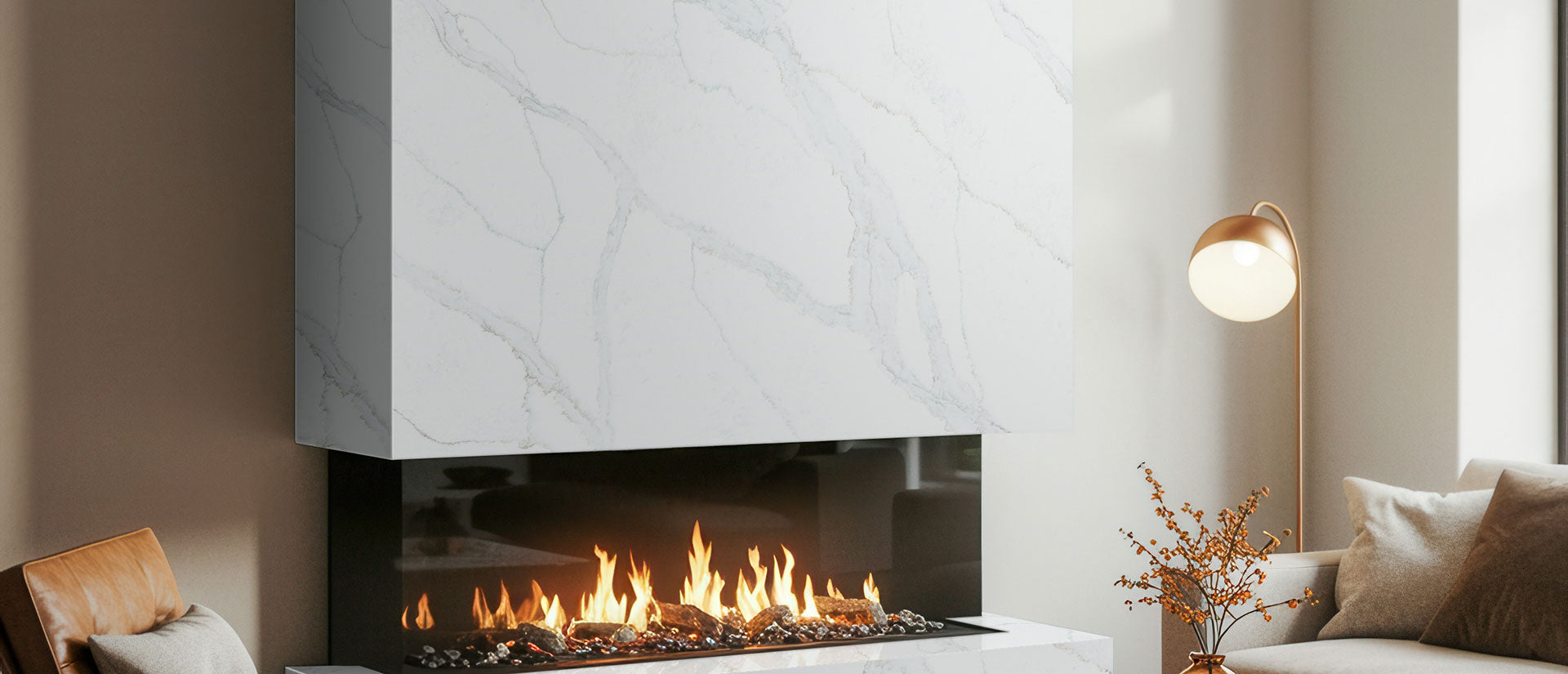 MSI Calacatta Vernello — surface detail in natural tonality engineered slab for kitchen and feature install