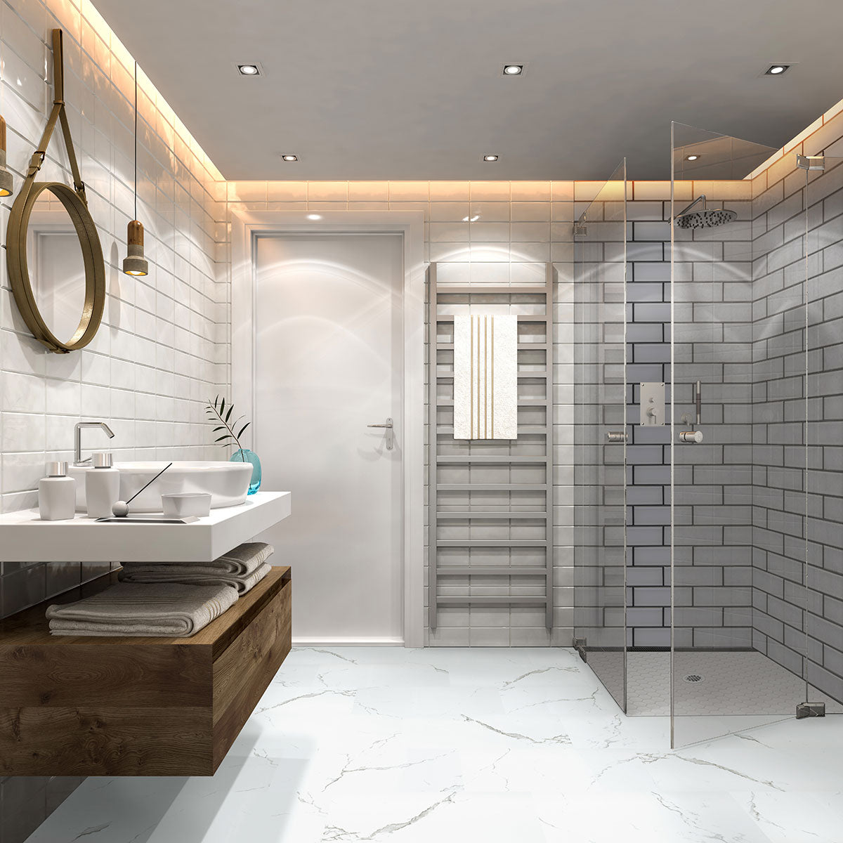 MSI Trecento Calacatta Serra Luxury Vinyl Tile Flooring — surface detail in natural tonality