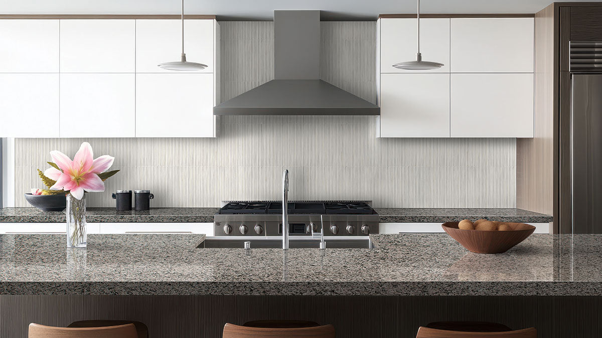MSI Caledonia — surface detail in natural tonality quarried slab for kitchen and counter install