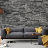 MSI Brickstone Charcoal 2x10 Brick Tile — surface detail in charcoal tonality