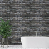 MSI Brickstone Charcoal 2x10 Brick Tile — surface detail in charcoal tonality