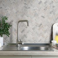 MSI Capri Blue 1x2 Herringbone Honed — surface detail in blue tonality