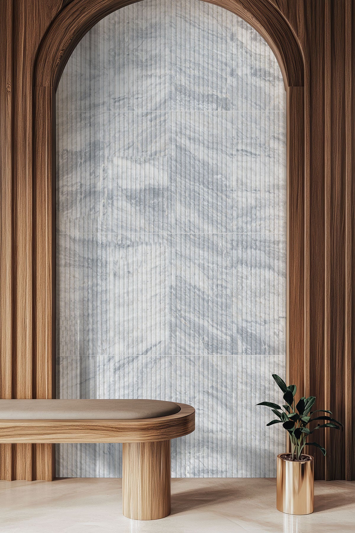 MSI Capri Blue Valentino Fluted 12x24 Honed — surface detail in blue tonality