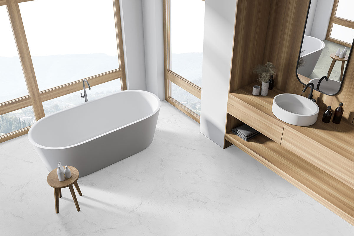 MSI XL Trecento Carrara Avell Luxury Vinyl Tile Flooring — surface detail in natural tonality
