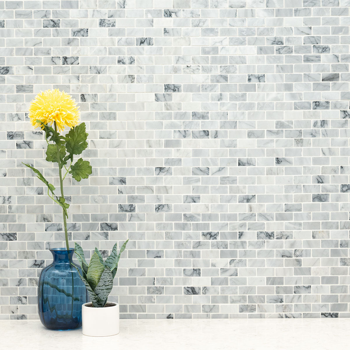 MSI Carrara Classique Brick 1x2 Honed — room scene