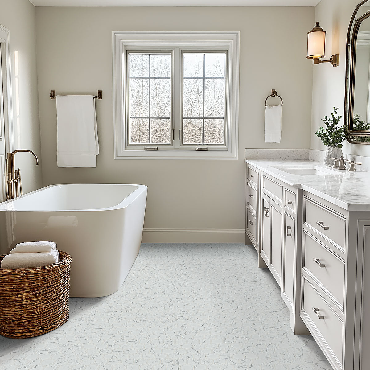 MSI Carrara Matte 2" Hexagon Mosaic Tile — room scene