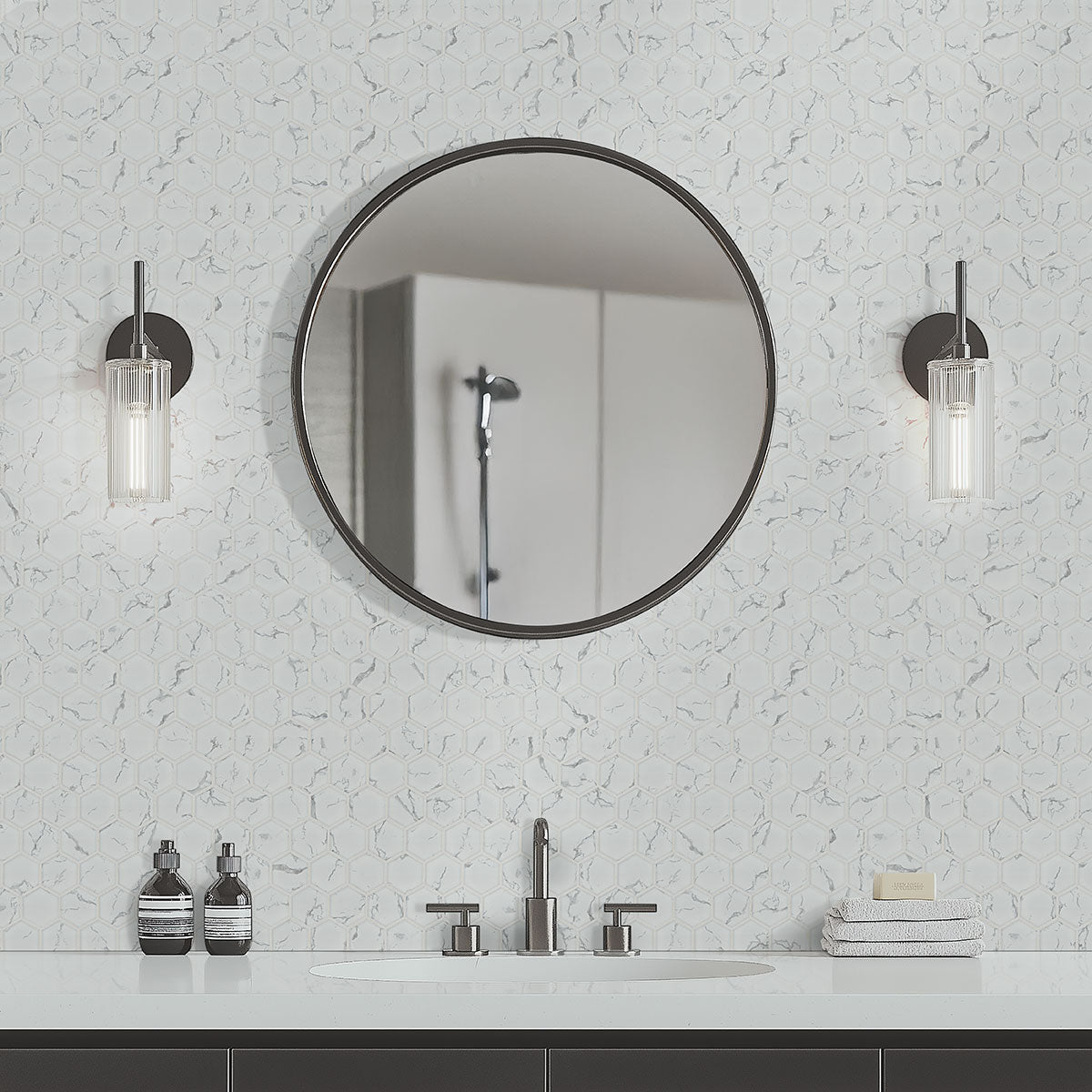 MSI Carrara Matte 2" Hexagon Mosaic Tile — room scene