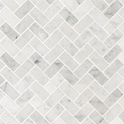Carrara White 1x2 Herringbone Tile