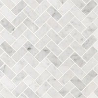 MSI Carrara White 1x2 Herringbone Tile — Natural Stone Mosaic in white tonality